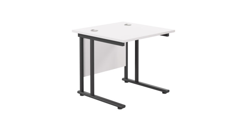 Twin Upright Rectangular Desk: 800mm Deep | 800X800 | White/Black