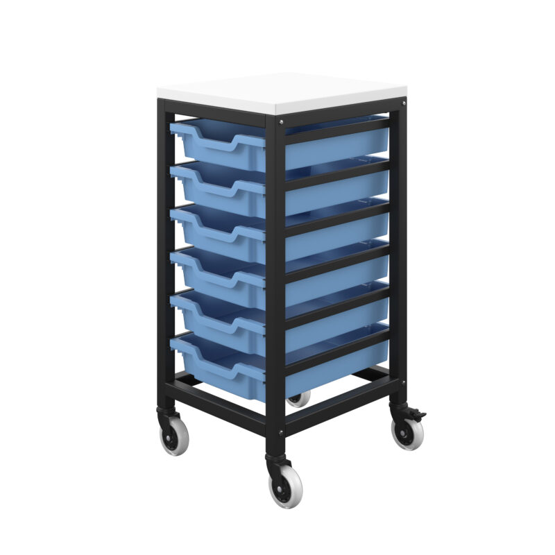 Titan Storage Unit with Tray Drawers | 6 Shallow Drawers (F1) | Blue/Black