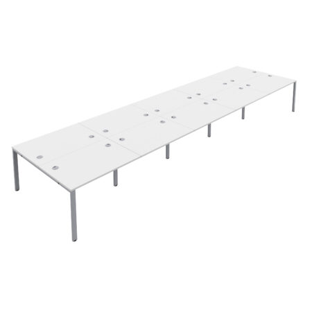 CB Bench with Cable Ports: 10 Person | 1200 X 800 | White/Silver