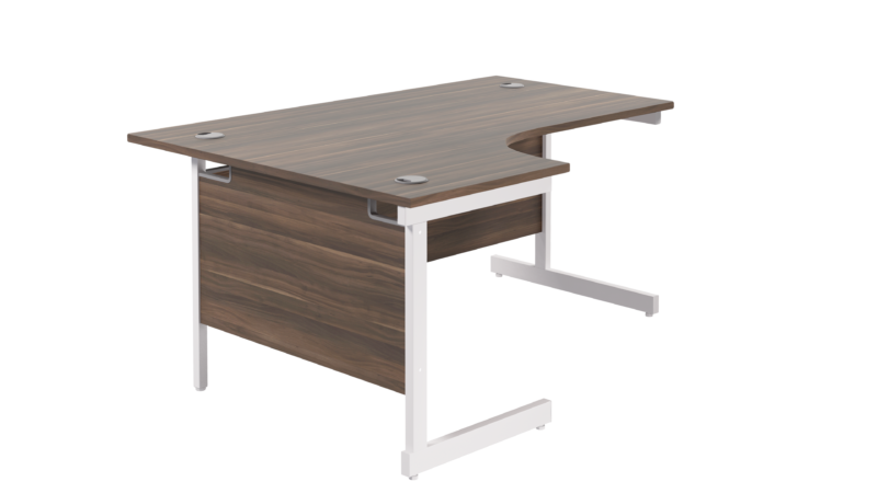 Single Upright Left Hand Radial Desk | 1800 X 1200 | Dark Walnut/White