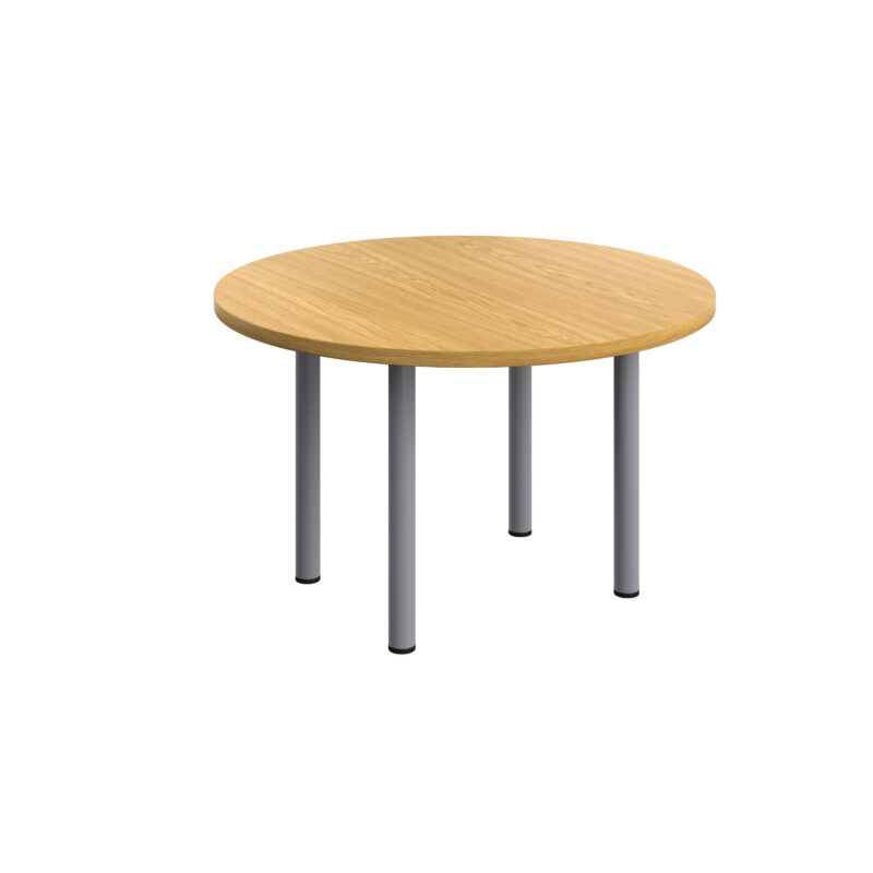 One Fraction Plus Circular Meeting Table | 1200mm | Nova Oak/Silver