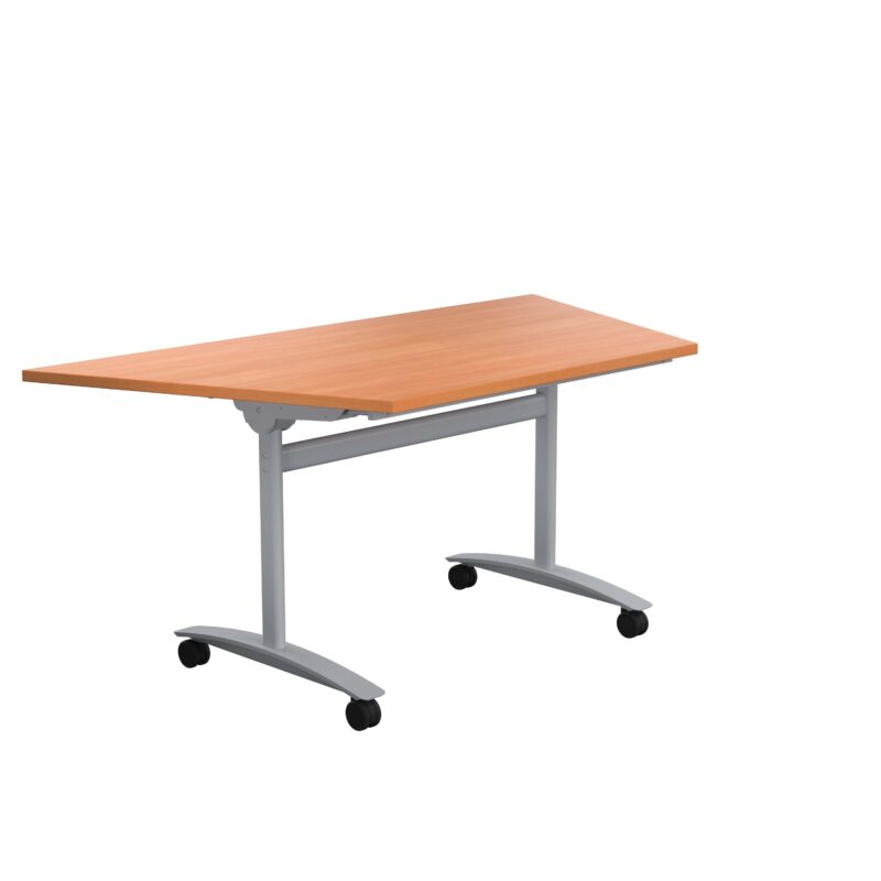 One Trapezoidal Tilting Table | 1600 X 800 | Beech/Silver