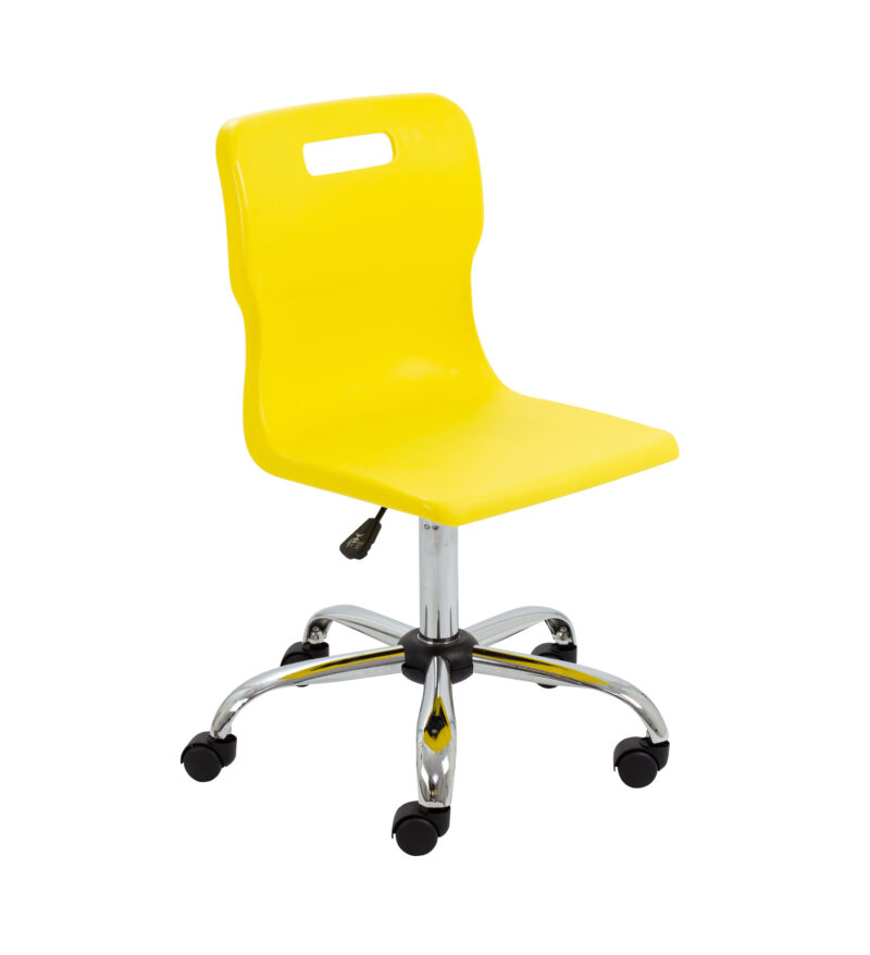 Titan Swivel Senior Chair with Chrome Base and Castors | Size 5-6 | Yellow/Chrome