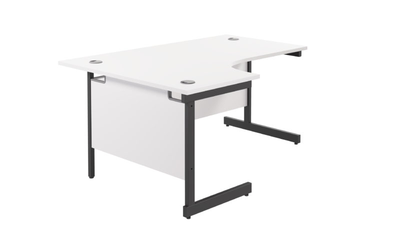 Single Upright Left Hand Radial Desk | 1800 X 1200 | White/Black