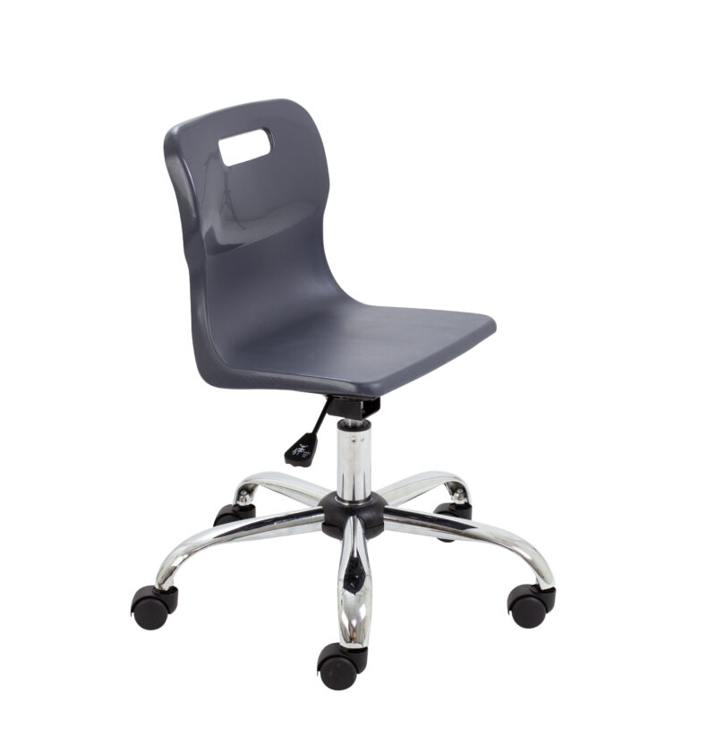 Titan Swivel Junior Chair with Chrome Base and Castors | Size 3-4 | Charcoal/Chrome