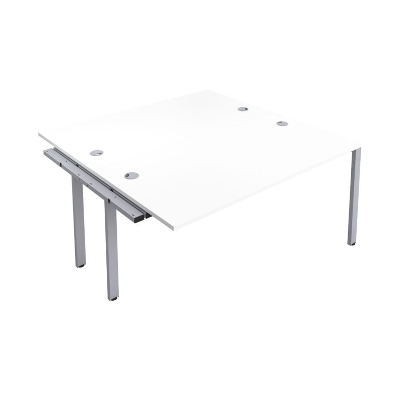 CB Bench Extension with Cable Ports: 2 Person | 1400 X 800 | White/Silver