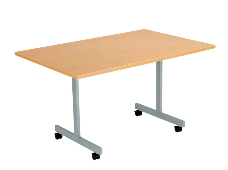 One Eighty Rectangular Tilting Table | 1200 X 700 | Beech/Silver