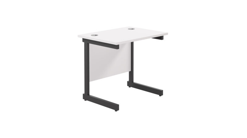 Single Upright Rectangular Desk: 600mm Deep | 800 X 600 | White/Black