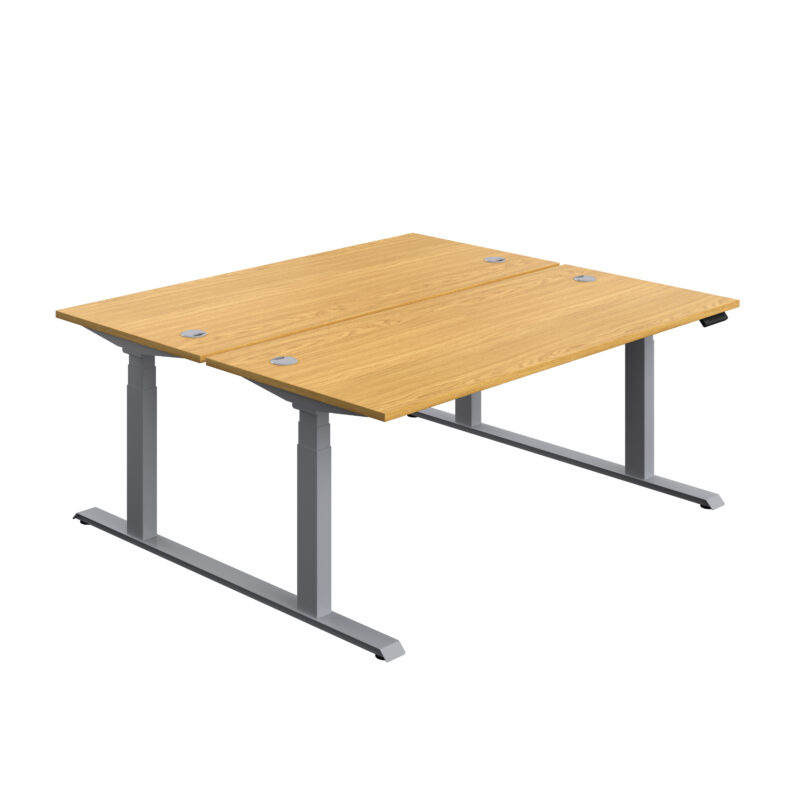 Economy Back To Back Sit Stand Desk | 1800 X 800 | Nova Oak/Silver