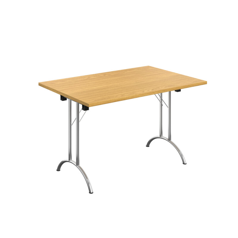 One Union Rectangular Folding Table | 1200 X 800 | Nova Oak/Chrome