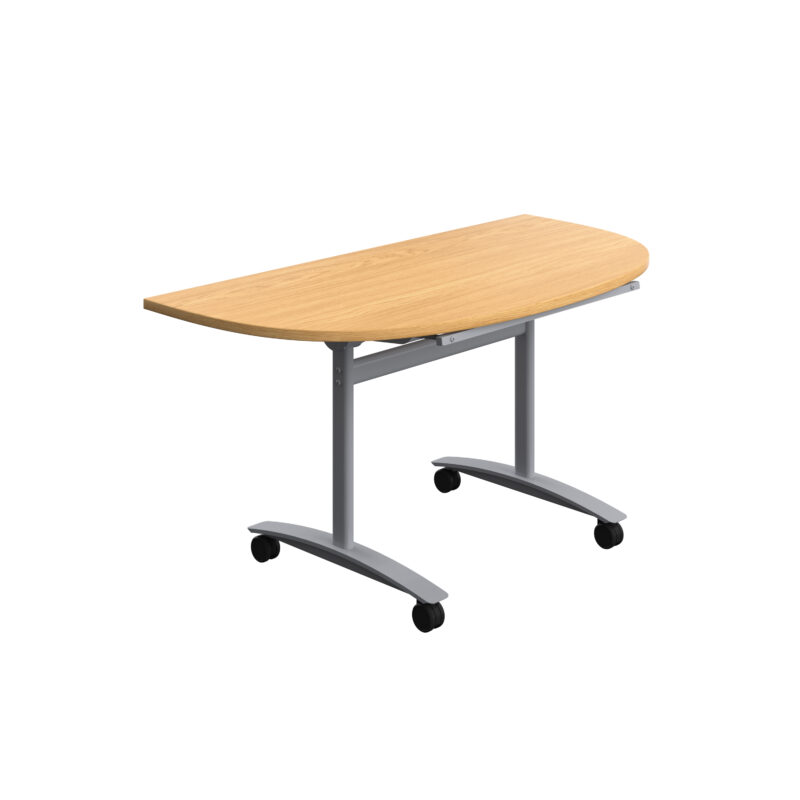 One D-End Tilting Table | 1400 X 700 | Nova Oak/Silver