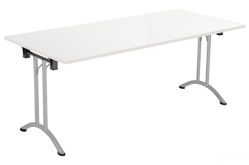 One Union Rectangular Folding Table | 1600 X 700 | White/Silver