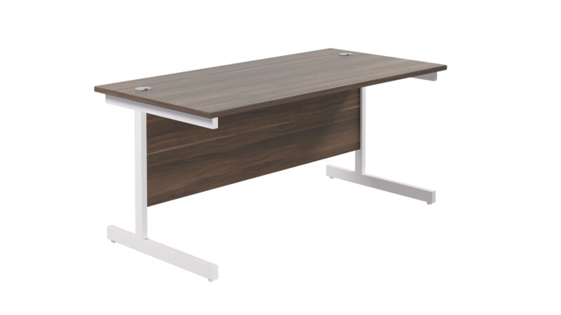 Single Upright Rectangular Desk: 800mm Deep | 1800 X 800 | Dark Walnut/White