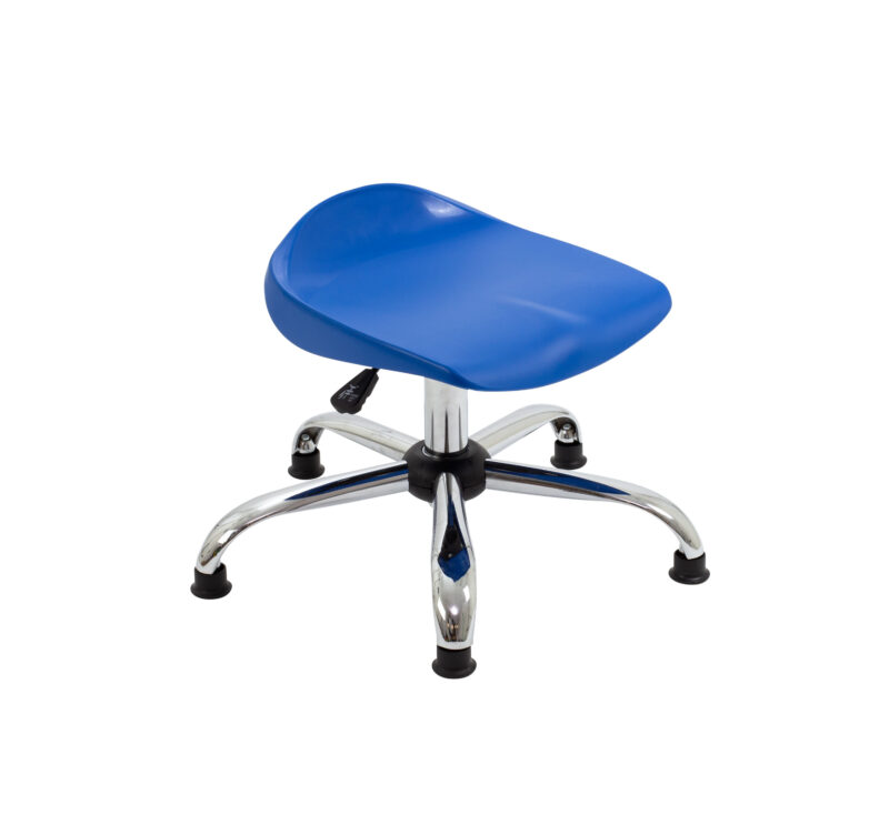 Titan Swivel Junior Stool with Chrome Base and Glides | Size 5-6 | Blue/Chrome