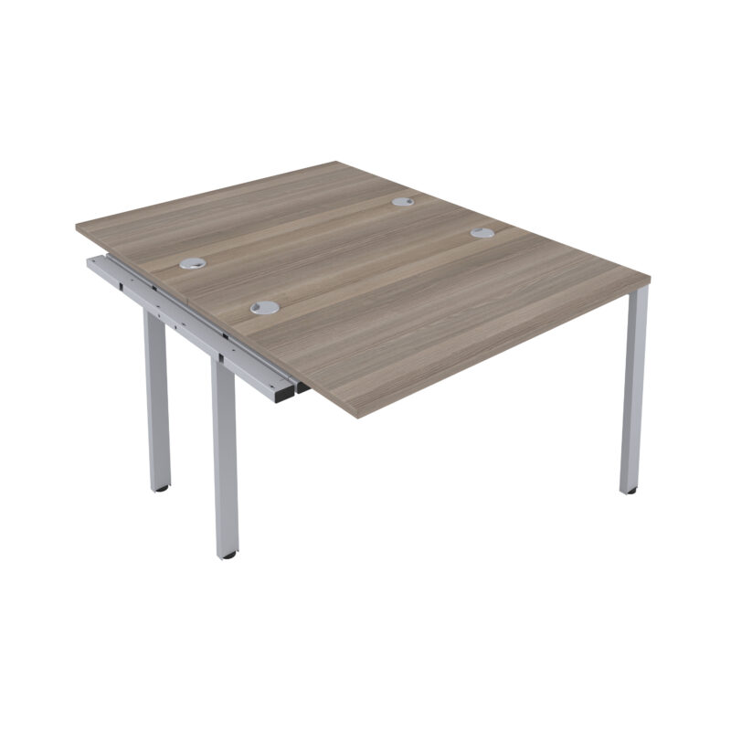 CB Bench Extension with Cable Ports: 2 Person | 1600 X 800 | Grey Oak/Silver