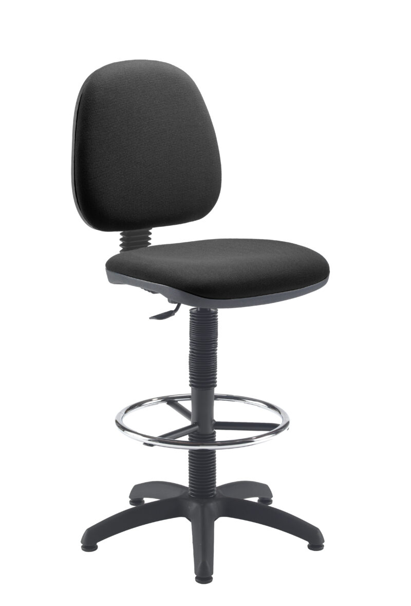 Zoom Mid-Back Draughtsman Chair | Static Foot Ring | Charcoal