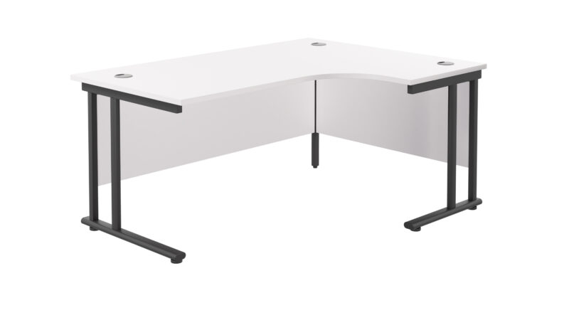 Twin Upright Right Hand Radial Desk | 1800X1200 | White/Black