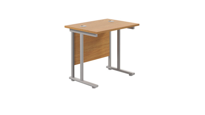 Twin Upright Rectangular Desk: 600mm Deep | 800X600 | Nova Oak/Silver