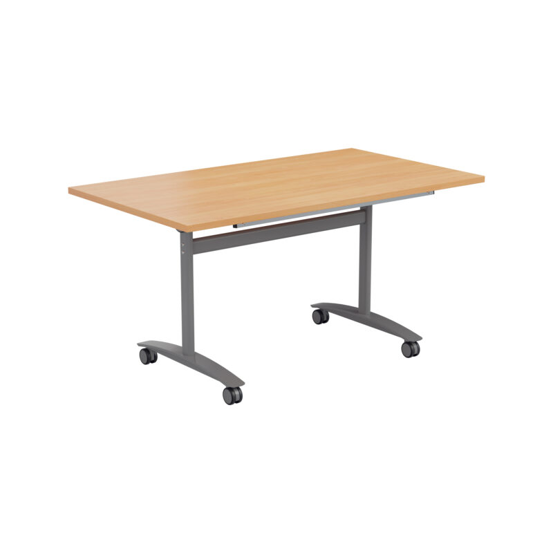 One Rectangular Tilting Table | 1400 X 800 | Beech/Silver