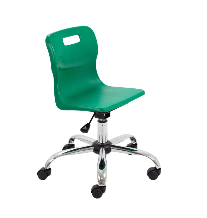 Titan Swivel Junior Chair with Chrome Base and Castors | Size 3-4 | Green/Chrome