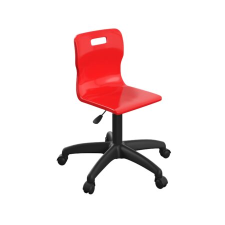 Titan Swivel Junior Chair with Plastic Base and Castors | Size 3-4 | Red/Black