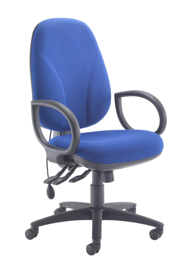 Maxi Ergo Chair With Lumbar Pump + Fixed Arms | Royal Blue