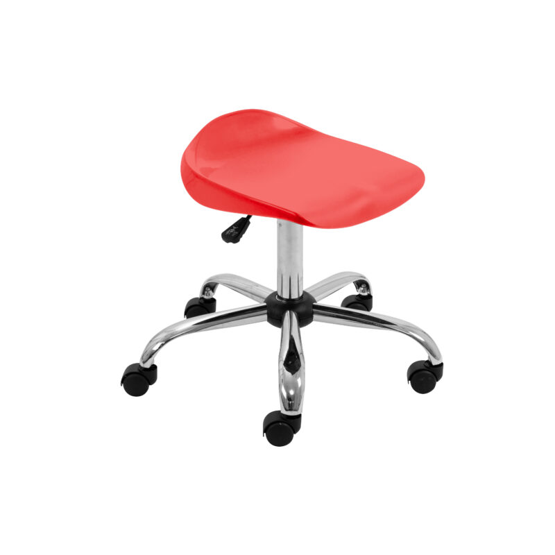 Titan Swivel Senior Stool with Chrome Base and Castors | Size 5-6 | Red/Chrome