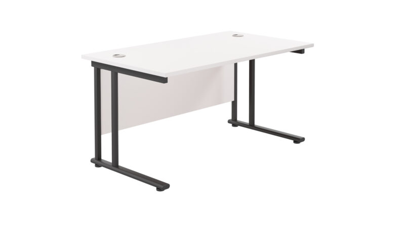 Twin Upright Rectangular Desk: 800mm Deep | 1200X800 | White/Black