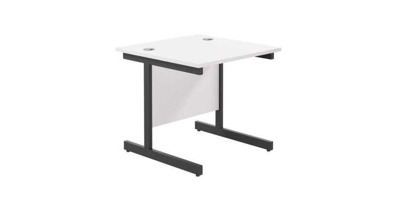 Single Upright Rectangular Desk: 800mm Deep | 800 X 800 | White/Black