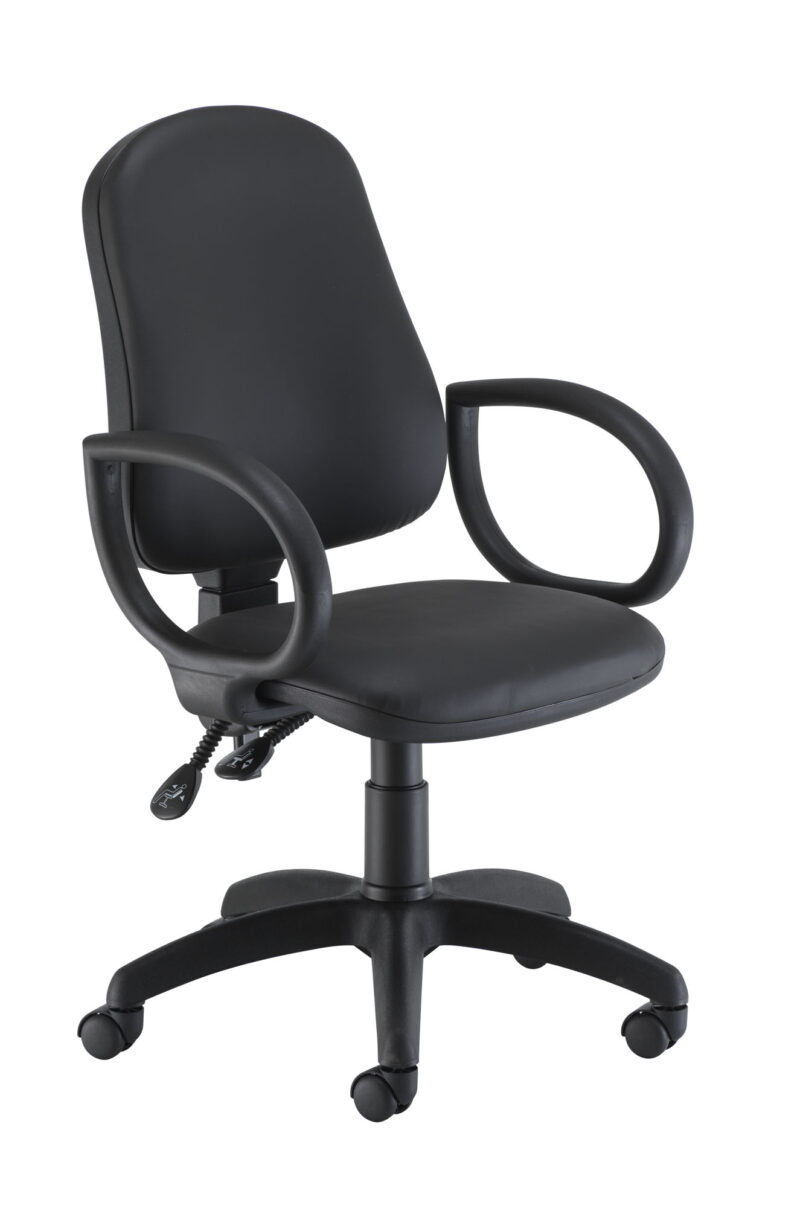 Calypso 2 High Back Operator Chair with Fixed Arms | Black PU