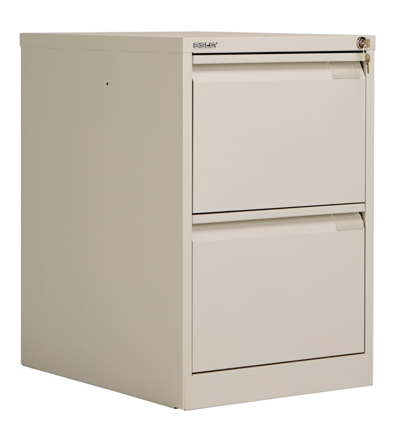 Bisley 2 Drawer Classic Steel Filing Cabinet | Goose Grey