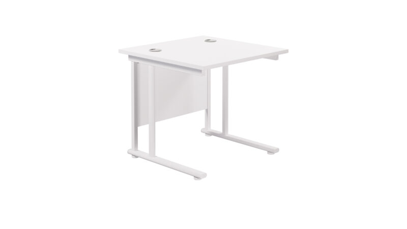 Twin Upright Rectangular Desk: 800mm Deep | 800X800 | White/White