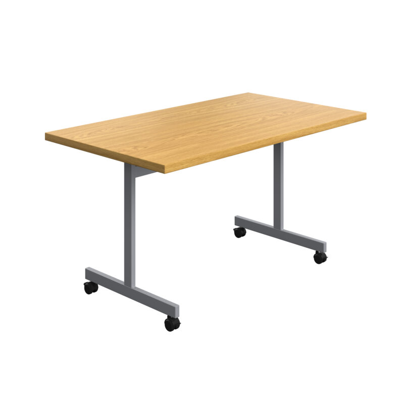 One Eighty Rectangular Tilting Table | 1400 X 800 | Nova Oak/Silver