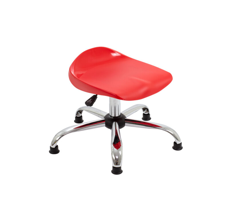 Titan Swivel Junior Stool with Chrome Base and Glides | Size 5-6 | Red/Chrome