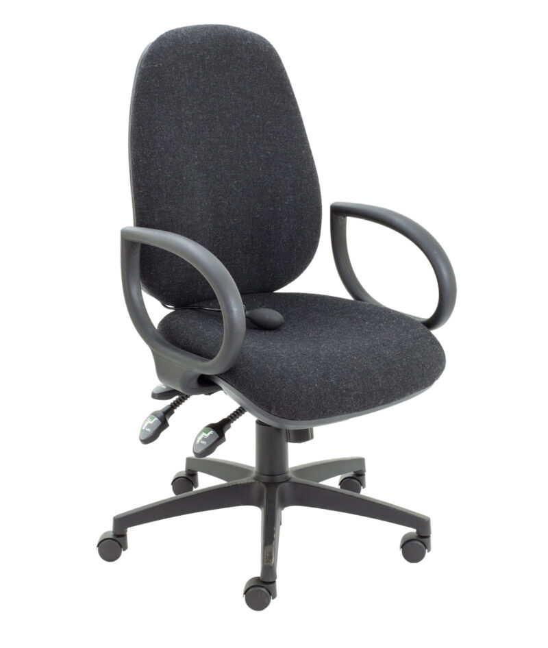 Maxi Ergo Chair With Lumbar Pump + Fixed Arms | Charcoal