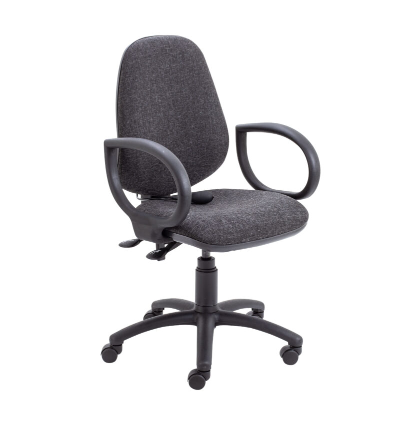 Calypso Ergo 2 Lever Office Chair With Lumbar Pump and Fixed Arms | Charcoal