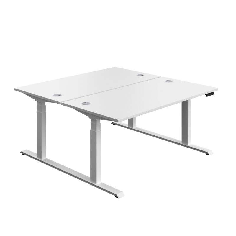 Economy Back To Back Sit Stand Desk | 1600 X 800 | White/White