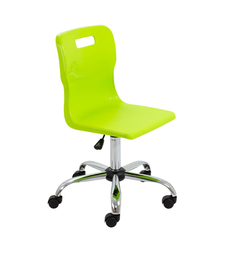 Titan Swivel Senior Chair with Chrome Base and Castors | Size 5-6 | Lime/Chrome