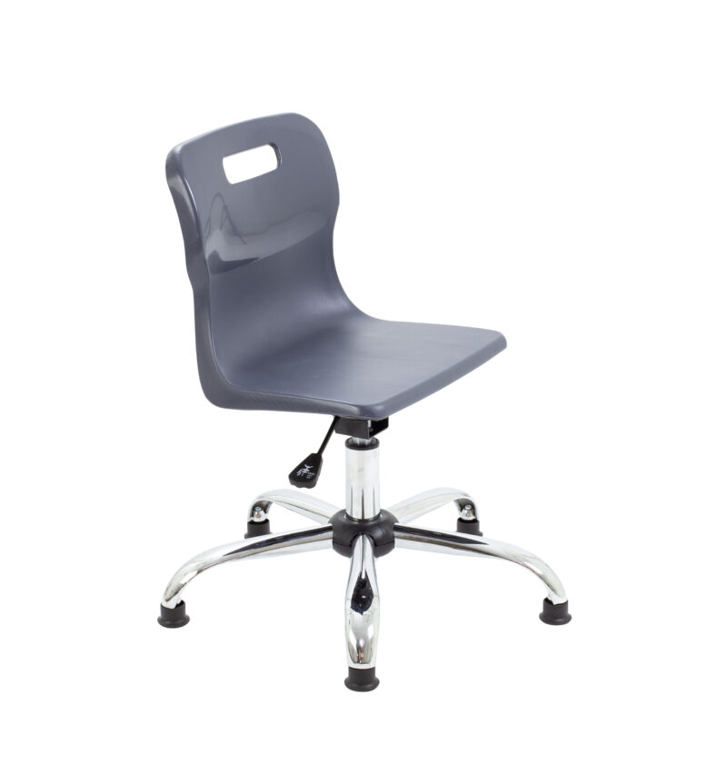 Titan Swivel Junior Chair with Chrome Base and Glides | Size 3-4 | Charcoal/Chrome