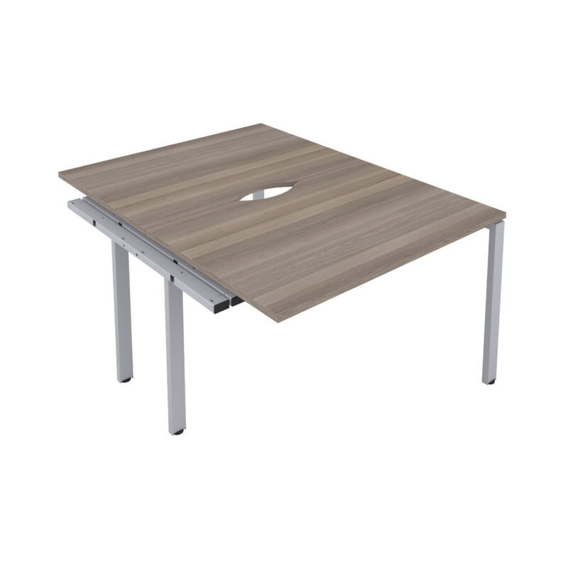 CB Bench Extension with Cut Out: 2 Person | 1400 X 800 | Grey Oak/Silver