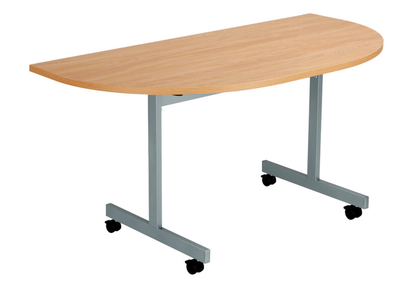 One Eighty D-End Tilting Table | 1400 X 700 | Beech/Silver