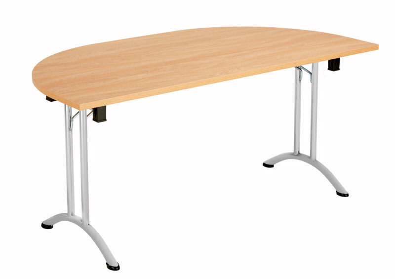 One Union D-End Folding Table | 1600 X 800 | Beech/Silver