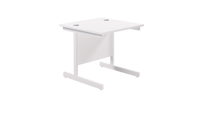 Single Upright Rectangular Desk: 800mm Deep | 800 X 800 | White/White