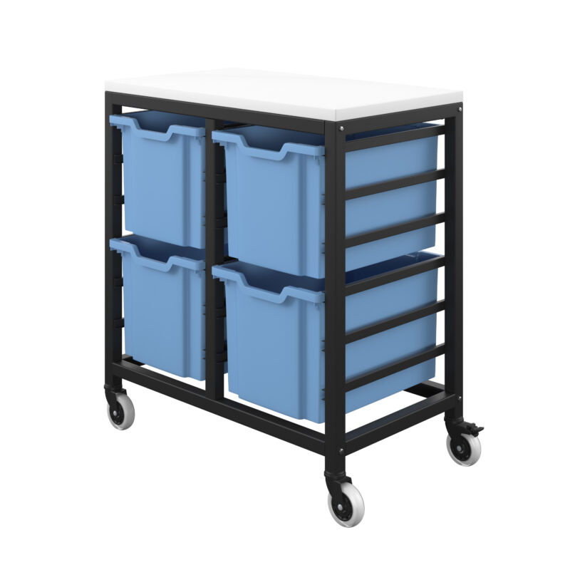 Titan Storage Unit with Tray Drawers | 4 Extra Deep Drawers (F25) | Blue/Black