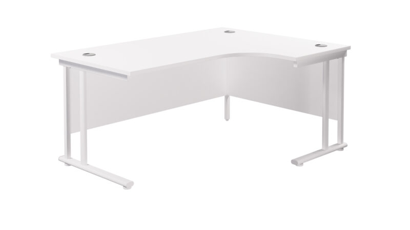 Twin Upright Right Hand Radial Desk | 1600X1200 | White/White