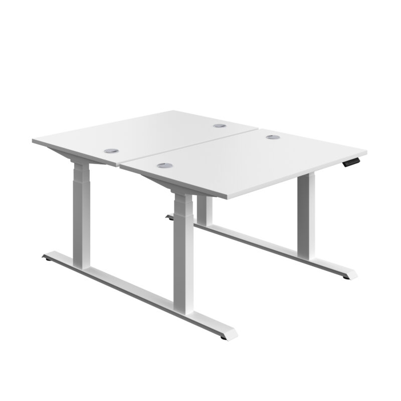 Economy Back To Back Sit Stand Desk | 1200 X 800 | White/White