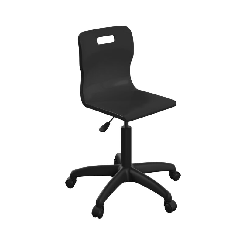 Titan Swivel Senior Chair with Plastic Base and Castors | Size 5-6 | Black/Black