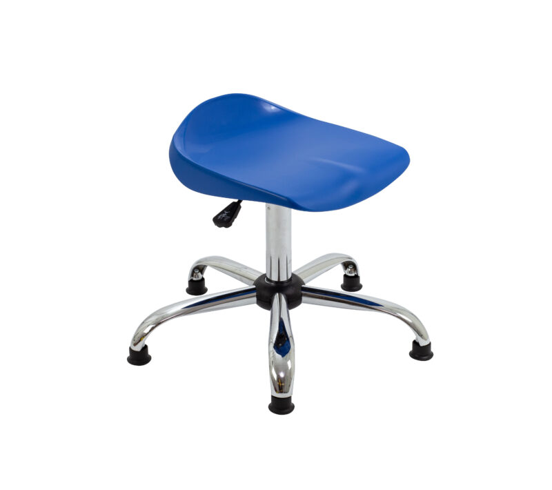 Titan Swivel Senior Stool with Chrome Base and Glides | Size 5-6 | Blue/Chrome