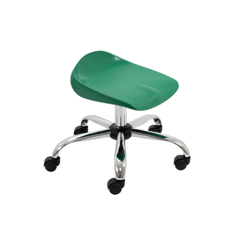 Titan Swivel Junior Stool with Chrome Base and Castors | Size 5-6 | Green/Chrome