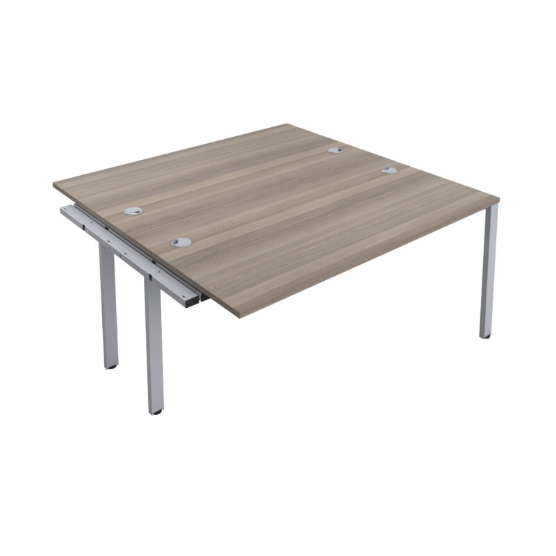 CB Bench Extension with Cable Ports: 2 Person | 1400 X 800 | Grey Oak/Silver